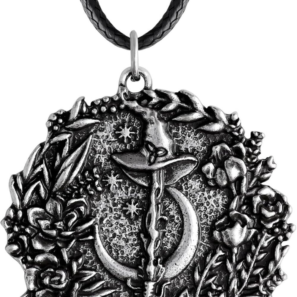Witch Necklace Faux Leather Cord Pend ant Jewelry Magic Gift for Women